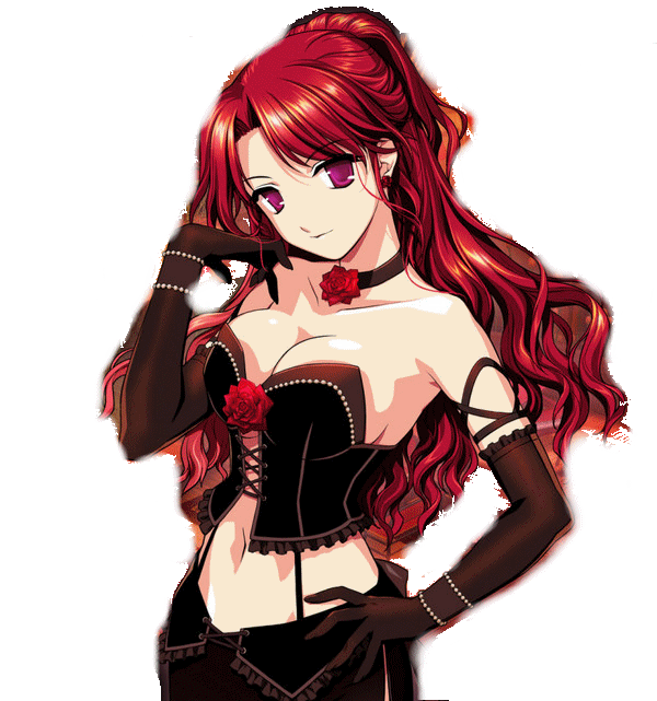Sexy anime girl with red hair